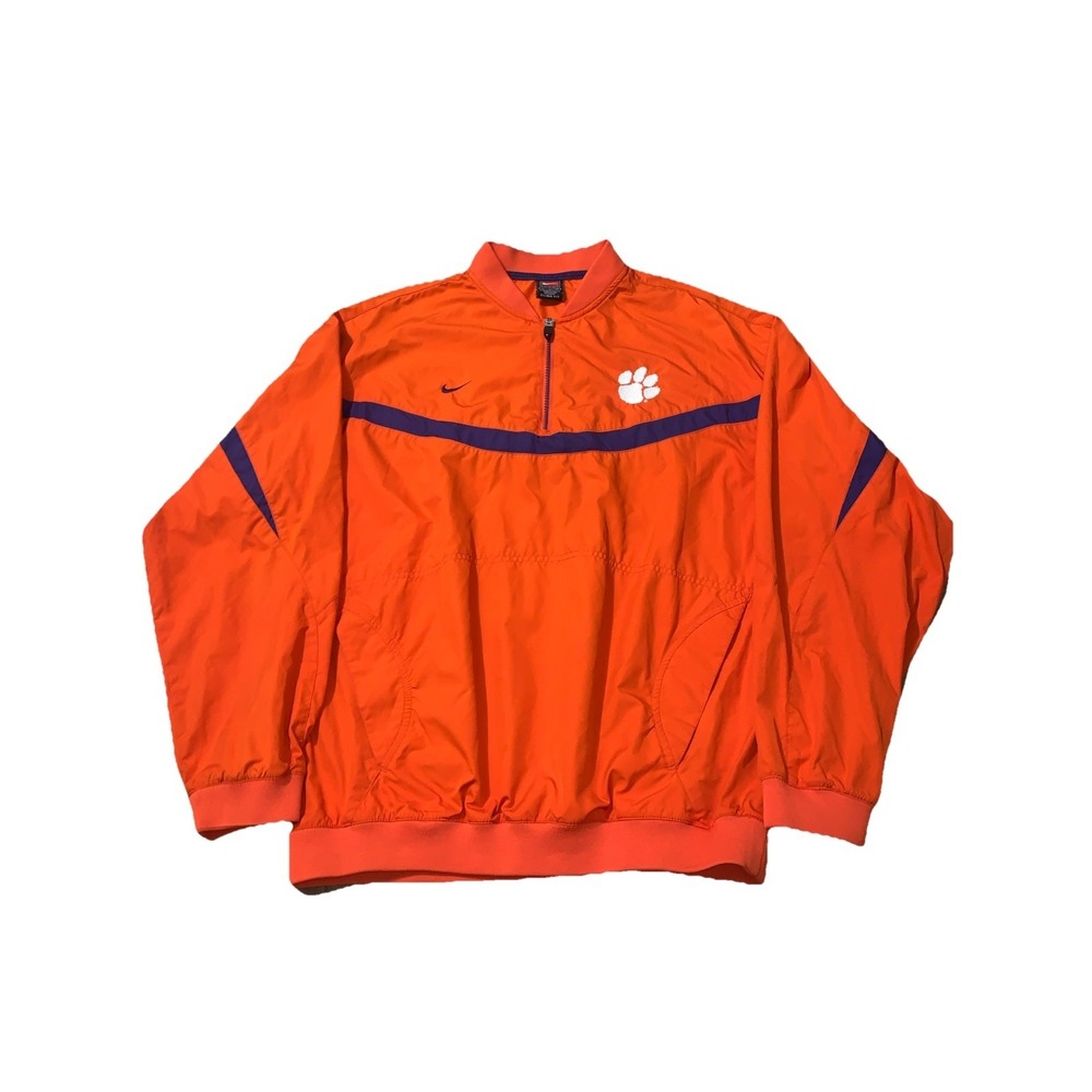 Vintage Clemson Tigers Jacket Men's M Orange Nike Quarter Zip Pullover Clima Fit